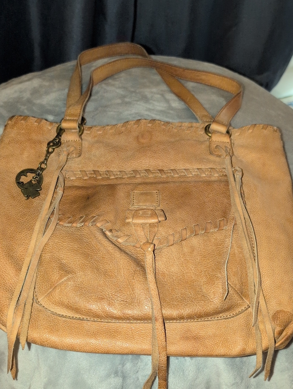 Lucky Brand Tan Leather Fringe Shoulder Bag